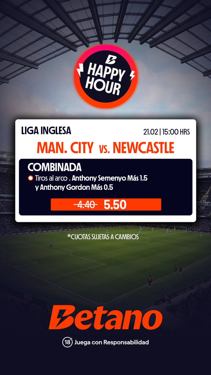 ¡Happy Hour en Inglaterra! 🏴󠁧󠁢󠁥󠁮󠁧󠁿⚽

Se enfrentan dos potencias y buscamos puntería en los arcos. 

¿Estarán finos estos cracks para sumar en el ataque? 

Aprovecha esta jugada especial.

Juega aquí 👉 ec.betano.com/bookingcode/3S…