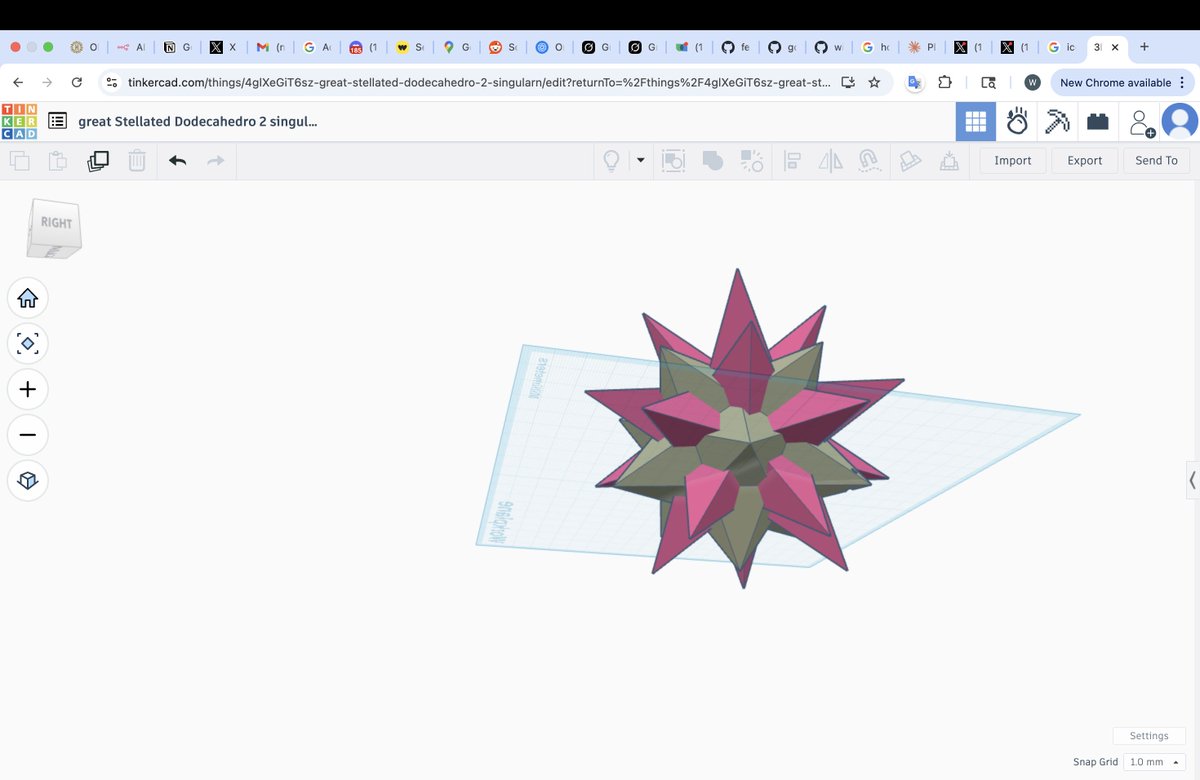 heres my attempt at building a stellated icoahedron stellated dodecahedron compound by hand on tinker cad