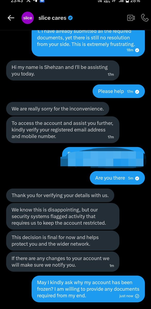 khanarcy's tweet photo. My bank account has been frozen without any valid reason. I’ve submitted all required documents, yet there’s no proper response. Can someone please help or guide me on how to resolve this? @RBI @slicebank @slice_cares @YESBANK @northerbank https://t.co/XOGXUuHW7x