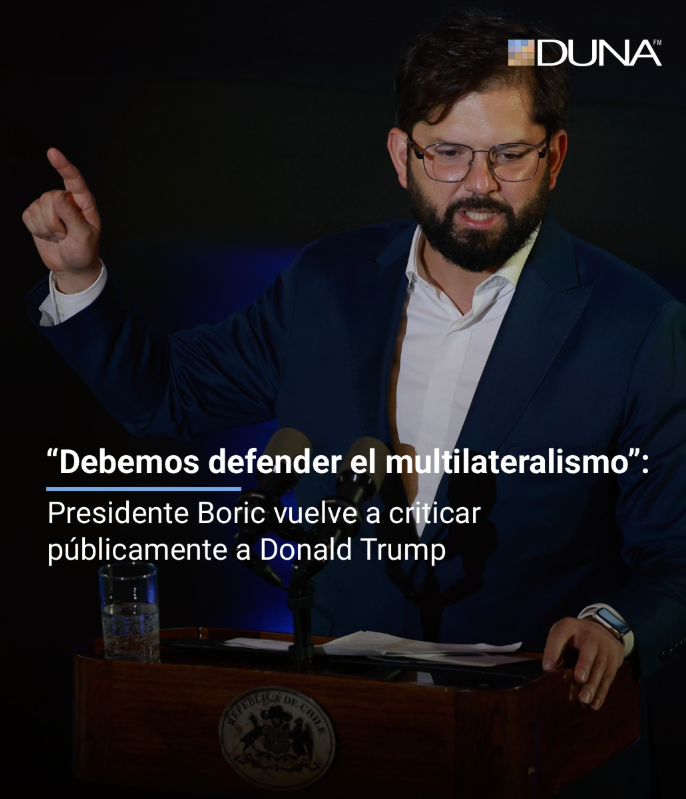 Chile debe mantener las mejores relaciones con China, Rusia, EE.UU., y cualquier superpotencia. No podemos insultarlas y escondernos tras un "orden internacional" que ninguna de ellas reconoce en la práctica.

Boric ha insultado reiteradamente a las tres principales potencias.
