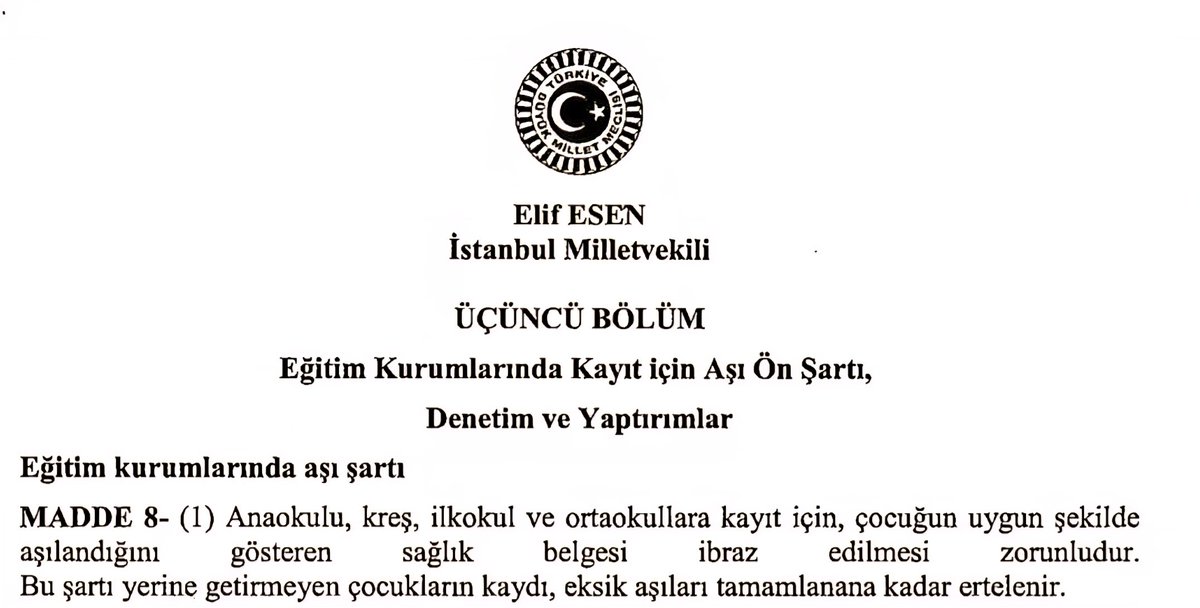 Teklifin 8. Maddesine bak hele...
Özet:
'Ey ebeveyn, çocuğun A$ı olmazsa okul kaydı yok. Ya olacak, ya da eğitim hakkını elinden alacağız.'