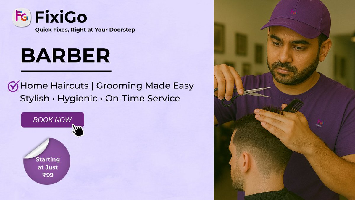 FixiGo_SaminoFi's tweet image. FixiGo Launch Offer!

Book a Barber Starting at Just ₹199
Home Haircuts | Grooming Made Easy | Professional Service
Limited Time Only!

Thanks and regards 
SaminoFi - Team 
FixiGo - Team 

saminofi.com 
#Helpline -

(+91)-72-3005-7001 

#SaminoFi  
#FixiGo