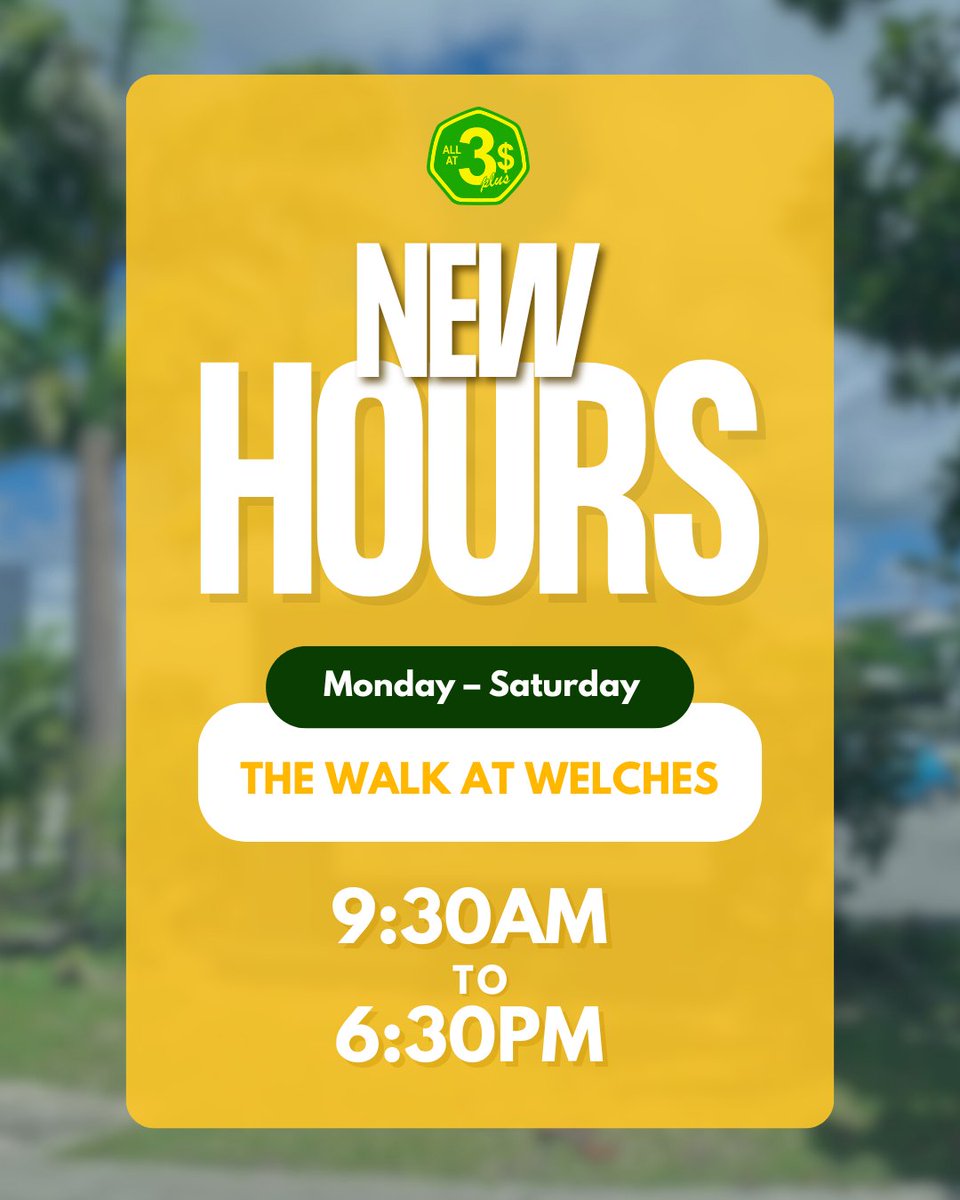 DollarwiseCarib's tweet image. We’ve changed our opening hours at The Walk to serve the community better.

Drop by between 9:30AM and 6:30PM to explore, shop, and connect with us🫶🏾 

#Dollarwise #WisestDollarSpent #UpdatedHours #NowOpen