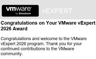 gstrouth's tweet image. Proud to announce that I’ve been recognized as a VMware vExpert for the 14th year!
This program has always been about community, sharing real-world experience, and learning from some of the best in the industry. 
#vExpert #VMware @VMware @vCommunityGuy