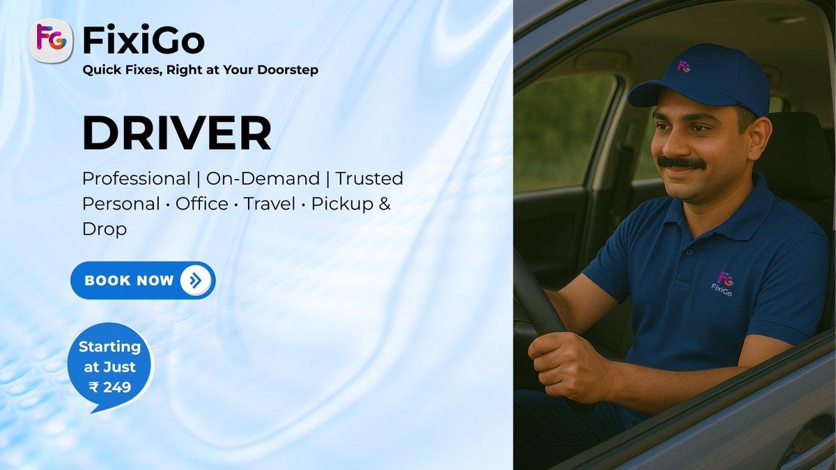 FixiGo_SaminoFi's tweet image. FixiGo Launch Offer!

Book a Driver Starting at Just ₹199
Trusted | On-Demand | Professional Service
Limited Time Only!

Thanks and regards 
FixiGo - Team 

saminofi.com 
#Helpline -

(+91)-72-3005-7001 
(+91) - 833-4000-301 

#SaminoFi  
#FixiGo  
#FixiGoApp