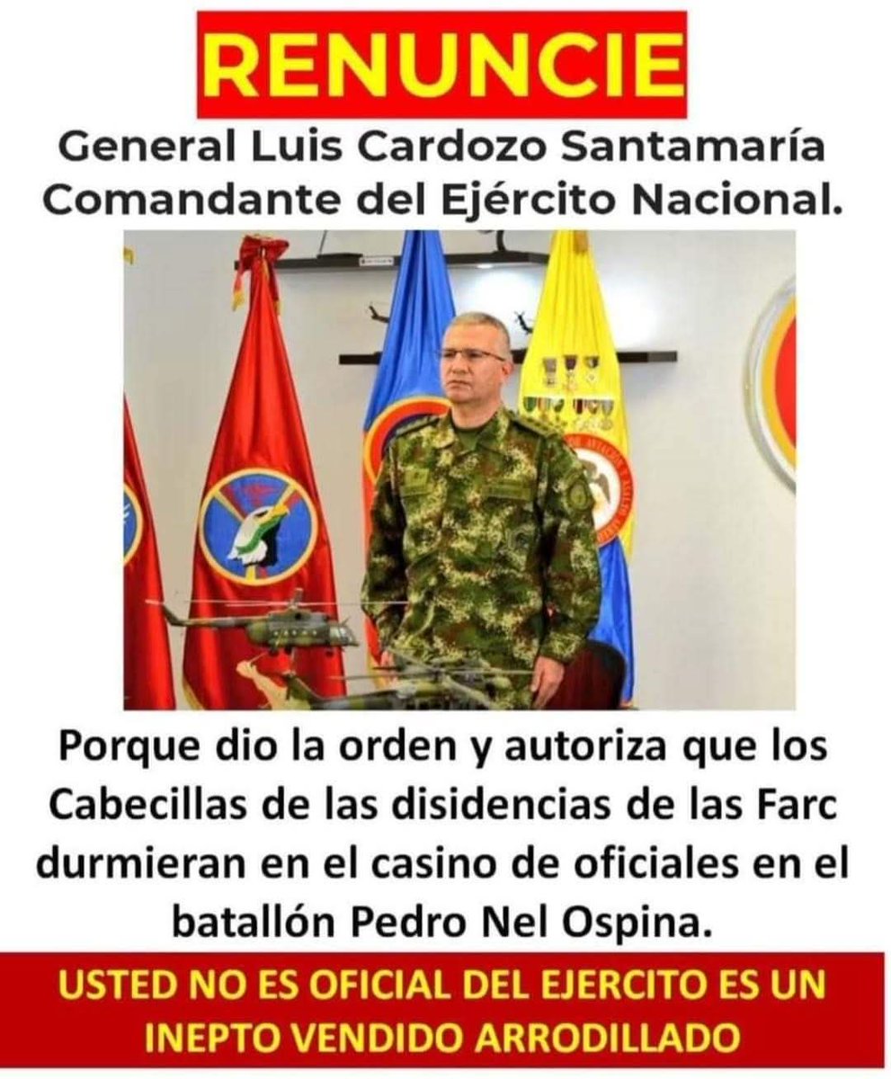 KLea79107265's tweet photo. #LuisCardozoSantaMaria y porqué no los hospedo en su casa mlprd infiltrado 😡⁉️
No hay derecho q estos "Militares" mancillen el honor d nuestros verdaderos HÉROES dl @COL_EJERCITO @FuerzasMilCol https://t.co/bga8nQnFpJ