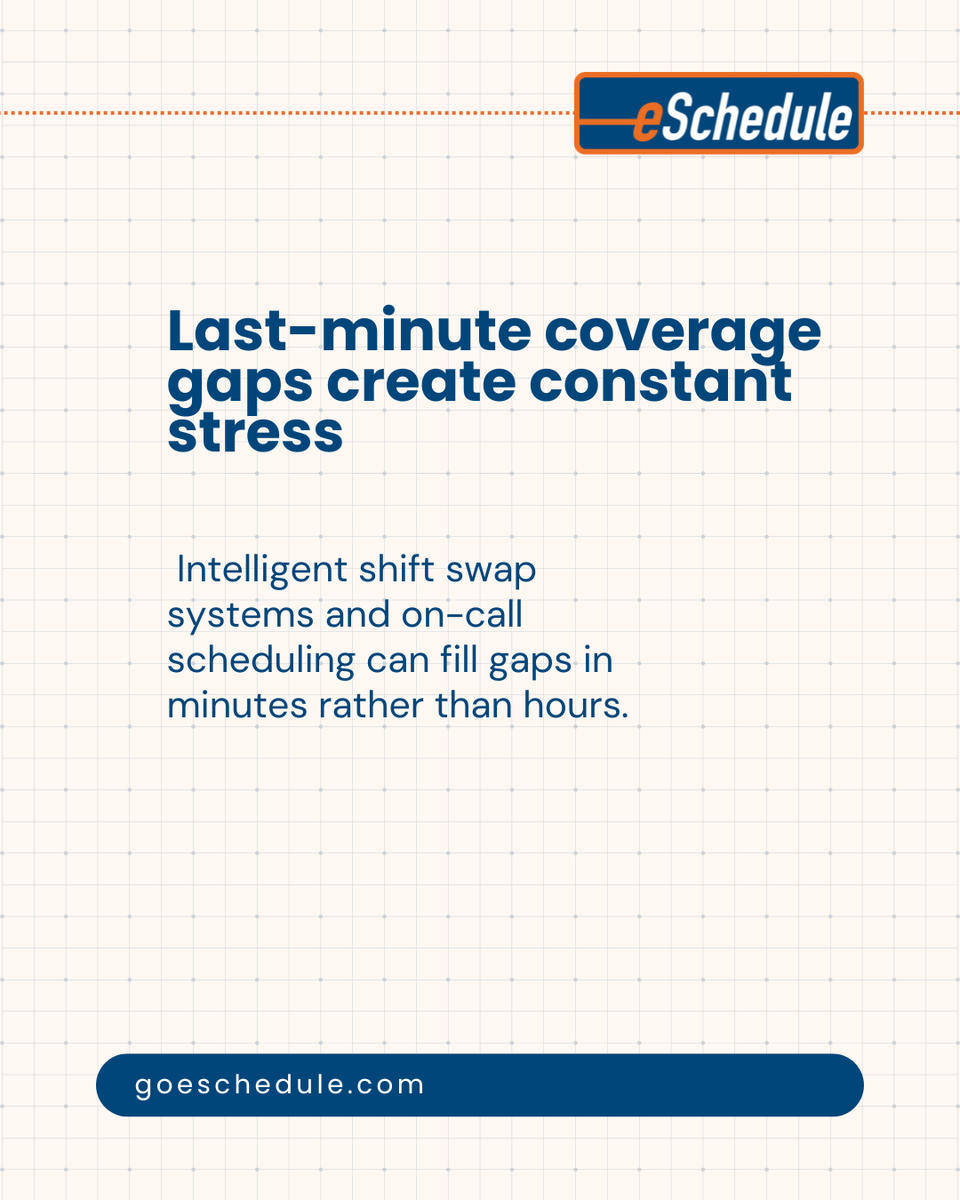 If scheduling eats up your time, overtime keeps rising, and coverage gaps feel constant—it’s time for an upgrade.📱

Explore the difference at goeschedule.com

#eSchedule #SchedulingSoftware #WorkforceManagement #PublicSafety #FirstResponders #Healthcare #OpsEfficiency