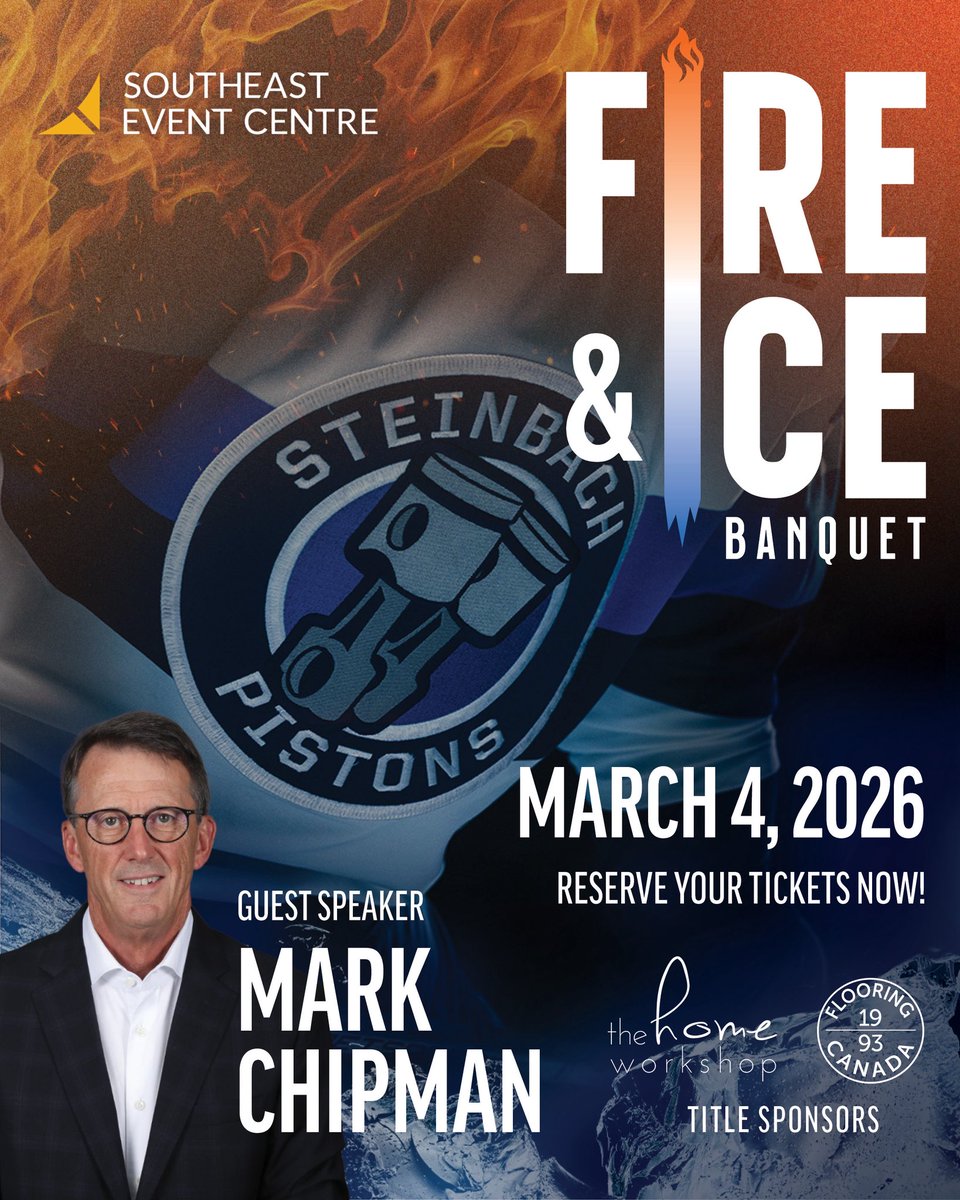📣LAST CALL📣

The 15th annual Pistons Fire &amp; Ice Banquet is less than two weeks away and this is your last chance to secure your tickets and join nearly 600 other community supporters for an extraordinary evening!

Go to steinbachpistons.ca for more details.

#PistonsHockey