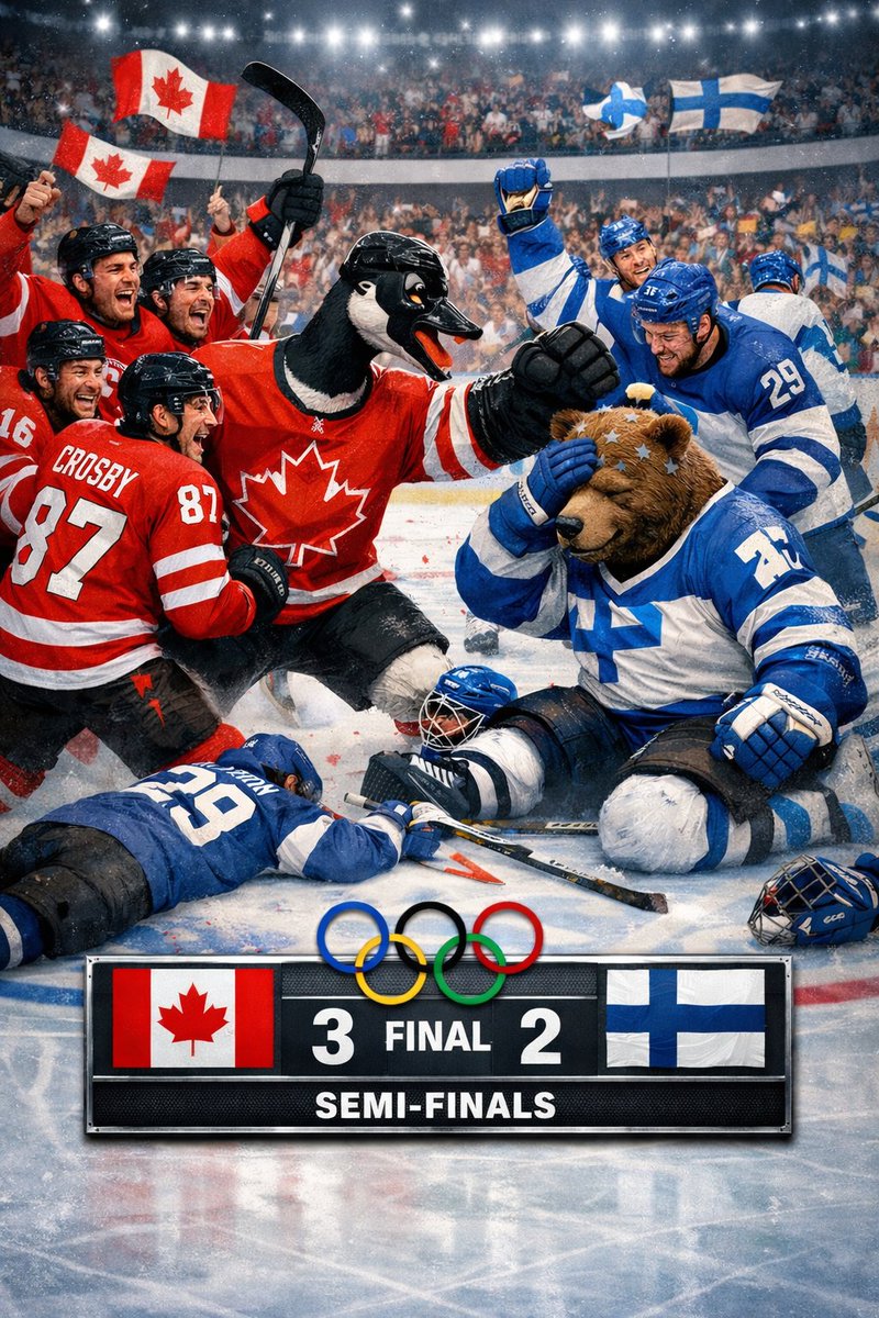 IKickaTouchdown's tweet photo. Nathan MacKinnon scores with 36 seconds left to give Canada the 3-2 victory over Finland. Canada will play the winner of USA/Slovakia on Sunday for the gold medal.

#CanadavsFinland | #CANvsFIN | #Olympics | #OlympicHockey |  #Canada | #MensHockey | #WinterOlympics | #TeamCanada https://t.co/c4ifEKsVkC