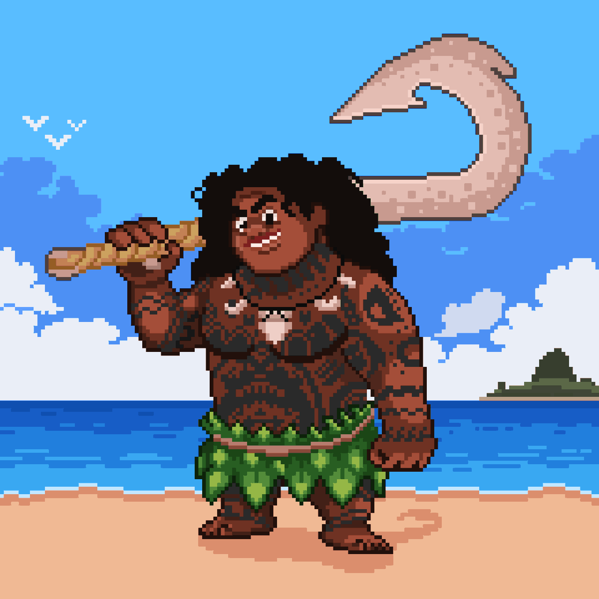 Guixel_'s tweet photo. “Old pixel art I made of Maui 🪝✨ Still proud of this one!” 

#pixelart #maui #moana #disneyfanart #pixelartist #gamedev #indiedev #fanart https://t.co/F8OKN2e6Nl