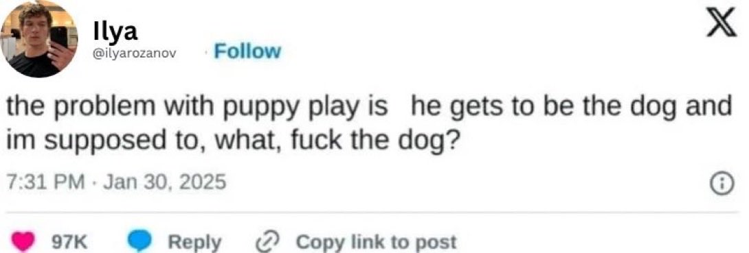 I wish I was fucking the dog 😢

#lookingforpuppy