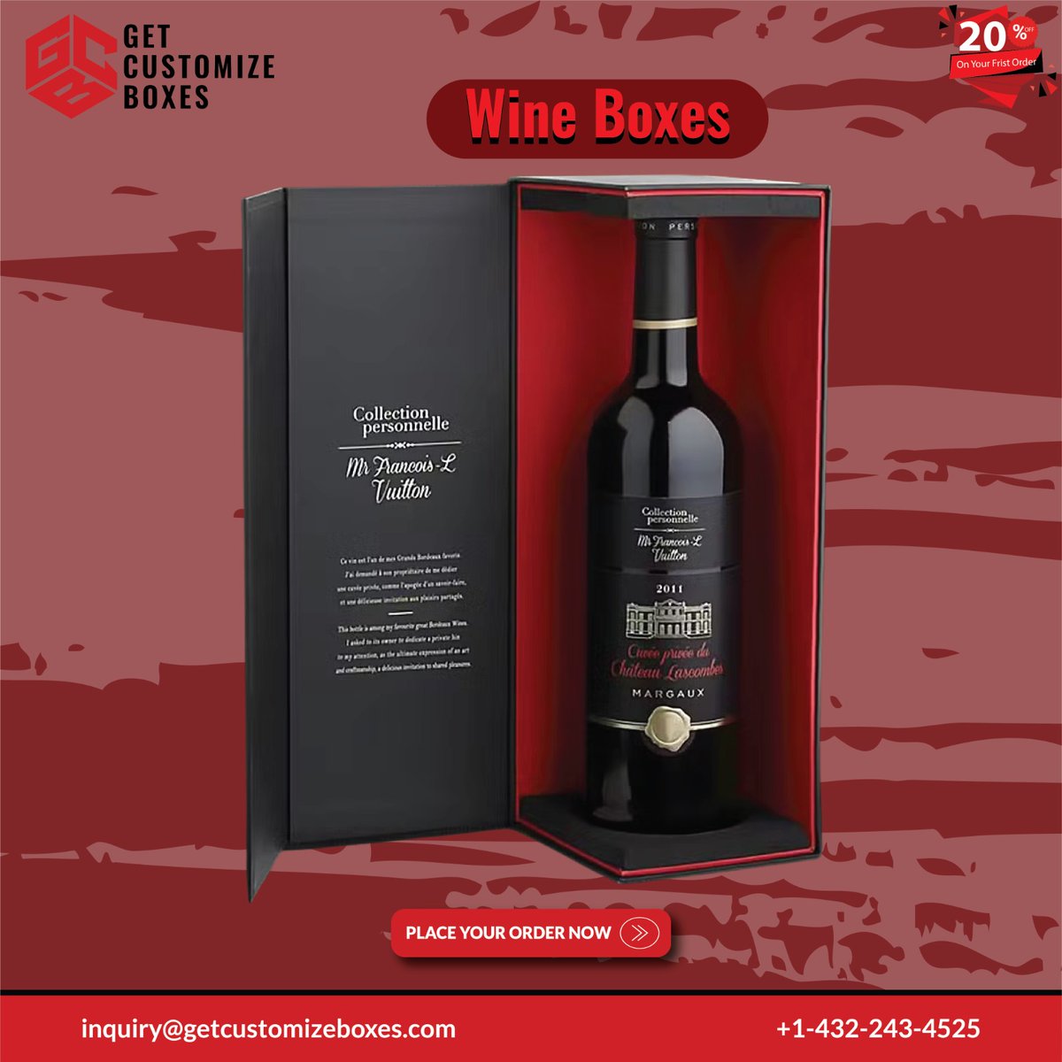 getcustomizedd's tweet image. At getcustomizeboxes.com, wine boxes can be fully customized in single or multiple bottle sizes, with options like inserts, handles, window cut-outs, and premium finishes such as foil stamping, embossing, and matte or gloss lamination. #WineBoxes #CustomWineBoxes