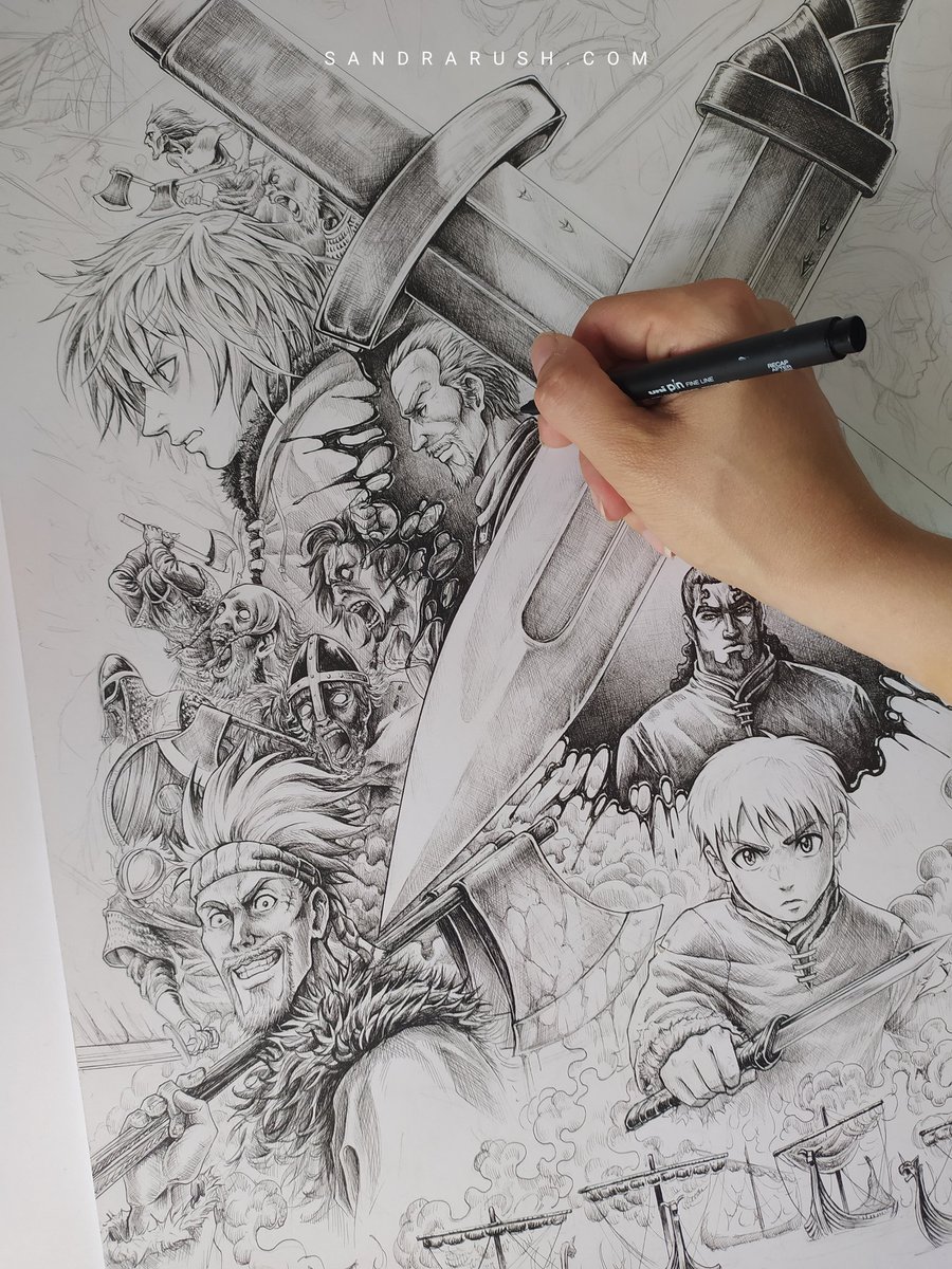 Sandra_S_Rush's tweet photo. From drawing Vinland Saga "The Road to No Enemies" ⚔️ https://t.co/sKv9KQsMGw