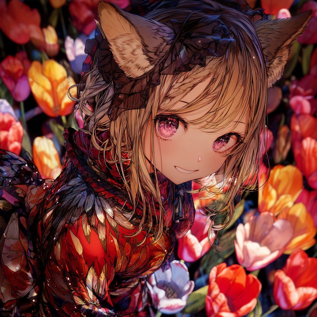 ねこさまの企画に参加します😊 1枚目 #AI色々な猫耳や猫の似合う娘 猫