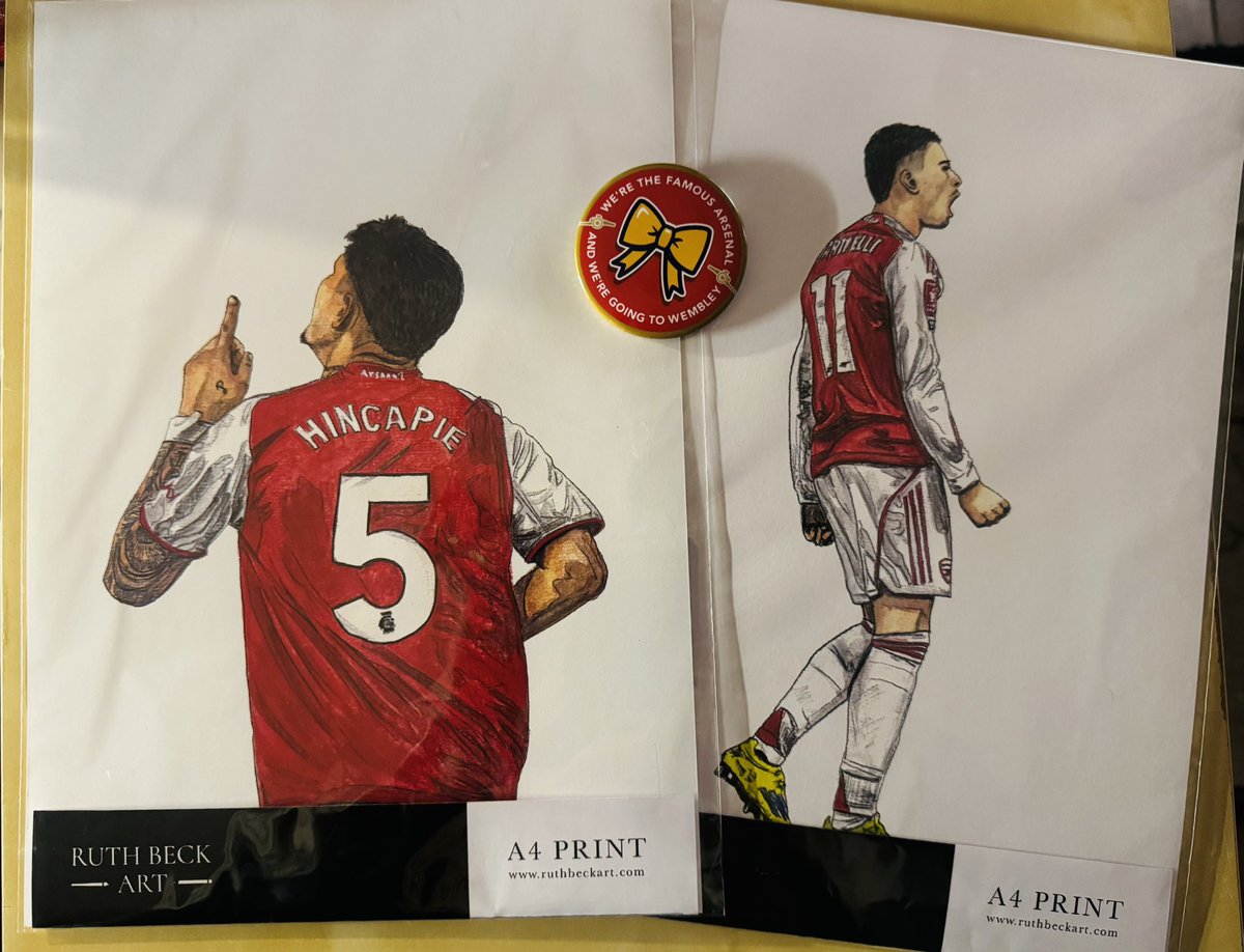🚨NLD #GIVEAWAY Alert 🚨 

I’ll give away 2 of my A4 prints - Hincapie &amp; Martinelli and an Arsenal Wembley Button Badge if we beat Spurs.

To enter you must FOLLOW me, SHARE and comment DONE on this post to be in the draw to win. GOOD LUCK 🤞🏻 

#TOTARS #NLD <a href="/Arsenal/">Arsenal</a>