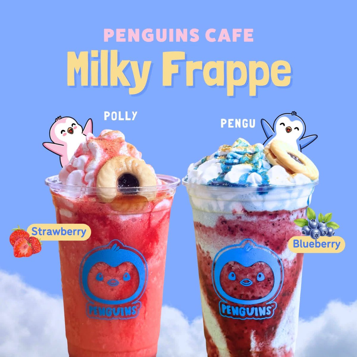 Sweet, creamy, and berry irresistible. 🐧🍓

Say hello to our featured drinks:
🍓 Polly’s Strawberry Milky Frappe
🫐 Pengu’s Blueberry Milky Frappe

Which team are you—Strawberry or Blueberry? 👀

Drop by Penguins Café &amp; Restobar in Tagaytay and sip your new favorite today. 💕