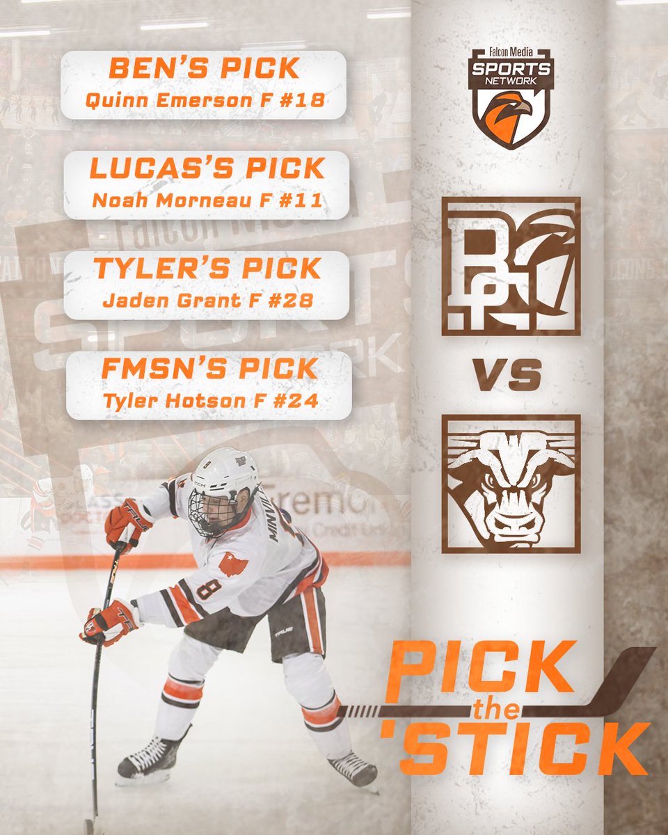 BG_FMSN's tweet photo. The Falcons are back at the Slater for a weekend series with the Mavericks. Tune into WBGU 88.1 FM for live coverage of the game at 7:07 PM for puck drop. 📻

#PicktheStick for Tonight⬇️ https://t.co/hDfBeIVqWI
