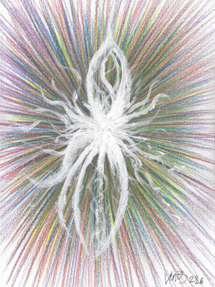 protovenus's tweet photo. “Lightspeed” - mixed media on paper - cir. 2026 https://t.co/pkx78zOyXd