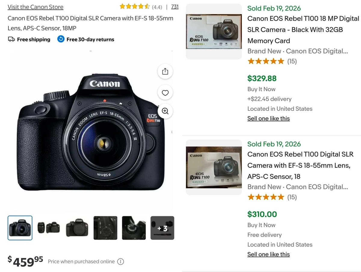 Pricerrors's tweet photo. CANON CAMERA BUNDLE PRICE GLITCH

Nationwide Walmart clearance hit on the Canon T7 lens kit 

Same camera reselling for $300+ on eBay 

Since everyone charges to use stock checkers

You can now use my stock checkers for free

Register an account and check stock here: 

https://t.co/9wOyqZQttC