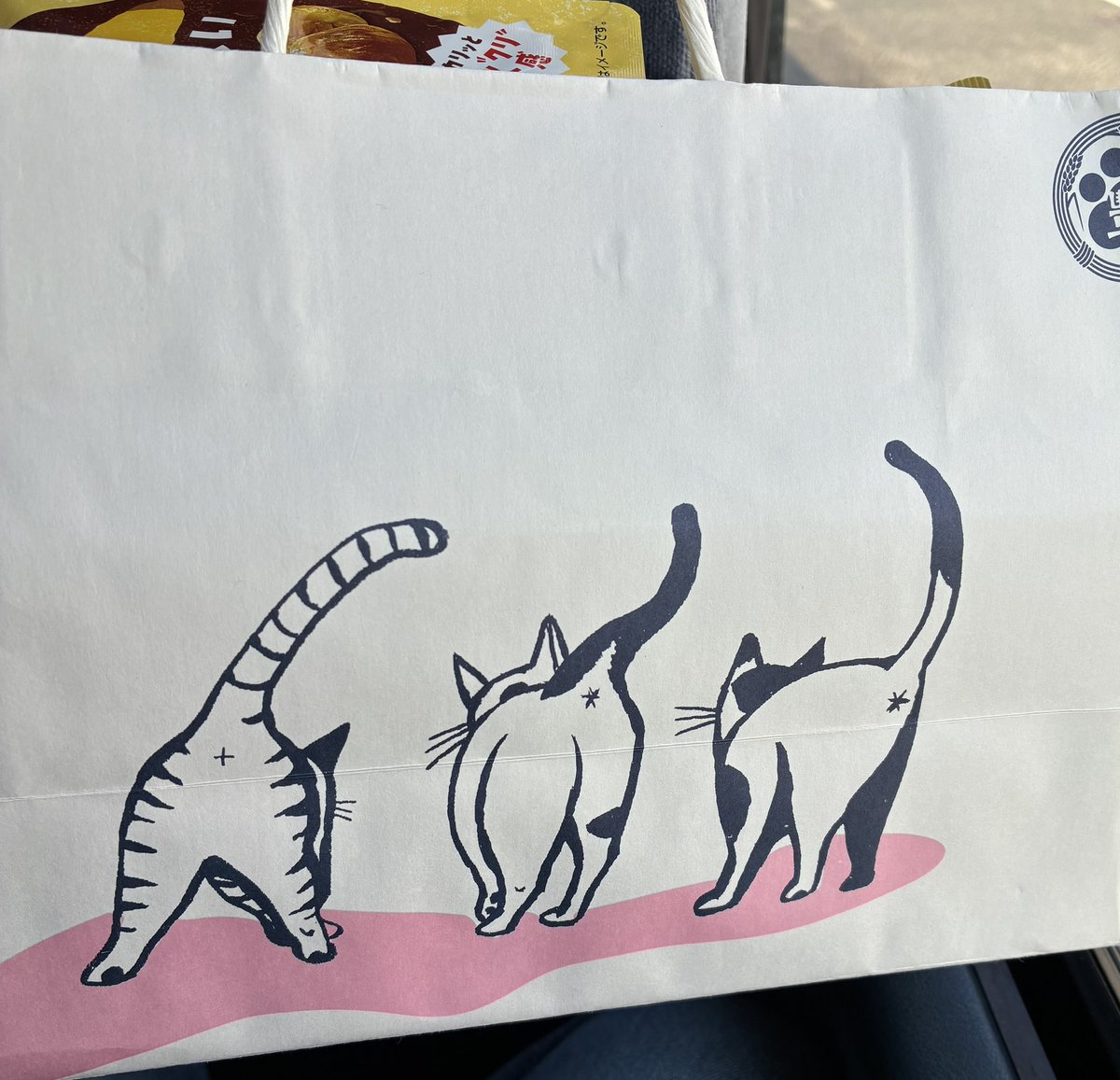 猫の紙袋かわいいな…としか思ってなかったけど裏の柄、裏の柄が……！
私、こんなものを持って移動をしてたの……？？