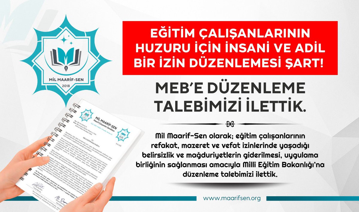 EĞİTİM ÇALIŞANLARININ HUZURU İÇİN İNSANİ VE ADİL BİR İZİN DÜZENLEMESİ ŞART!

Eğitim çalışanlarımızın refakat ve mazeret izinlerindeki belirsizlikler eğitim hayatını zorluyor. Bu mağduriyeti ortadan kaldırmak için Millî Eğitim Bakanlığı’na insani ve adil bir izin düzenlemesi