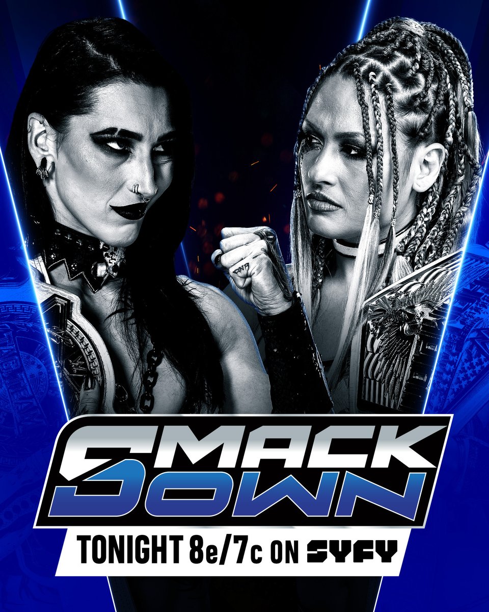 .<a href="/RheaRipley_WWE/">RheaRipley_WWE</a> battles <a href="/giulia0221g/">GIULIA ＝ ジュリア</a> TONIGHT on #SmackDown!

📺 8 ET/7 CT on <a href="/SYFY/">SYFY</a>