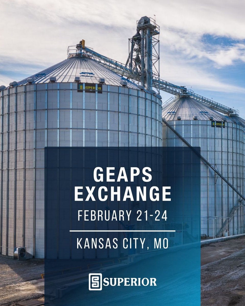Excited to kick off GEAPS Exchange in Kansas City! Visit Superior Grain Equipment at booth 718 to connect with our product experts, explore innovative grain storage and handling solutions, and discover how we can help your operation thrive.