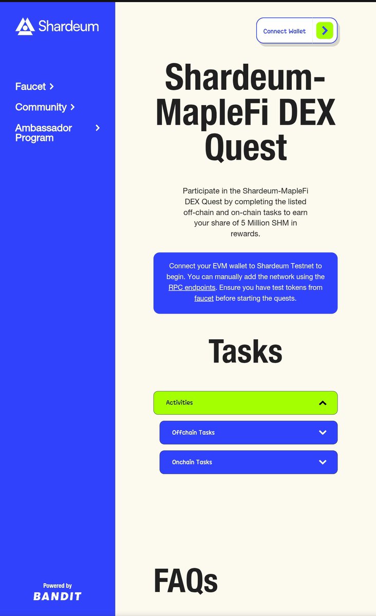 VascoEdric's tweet photo. The Shardeum x MapleFi DEX Quest is now live, and it’s a practical way to explore how on-chain DeFi interactions actually work on testnet.

From swaps to liquidity interactions, this quest runs from February 18 to February 24, 2026, with a total prize pool of 5,000,000 SHM. 50 winners will receive SHM rewards, and 100 participants will receive a Special Edition NFT Badge. Distribution is scheduled on or before March 6, 2026.

Beyond rewards, what makes this interesting is the learning experience interacting directly with MapleFi rather than just reading about DEX mechanics.

If you’re exploring Shardeum’s ecosystem, this is a structured way to test it hands-on.
 join link. 👇 https://t.co/G4glX2GjXu

@shardeum @richarpalani
#ShardeumAmbassador