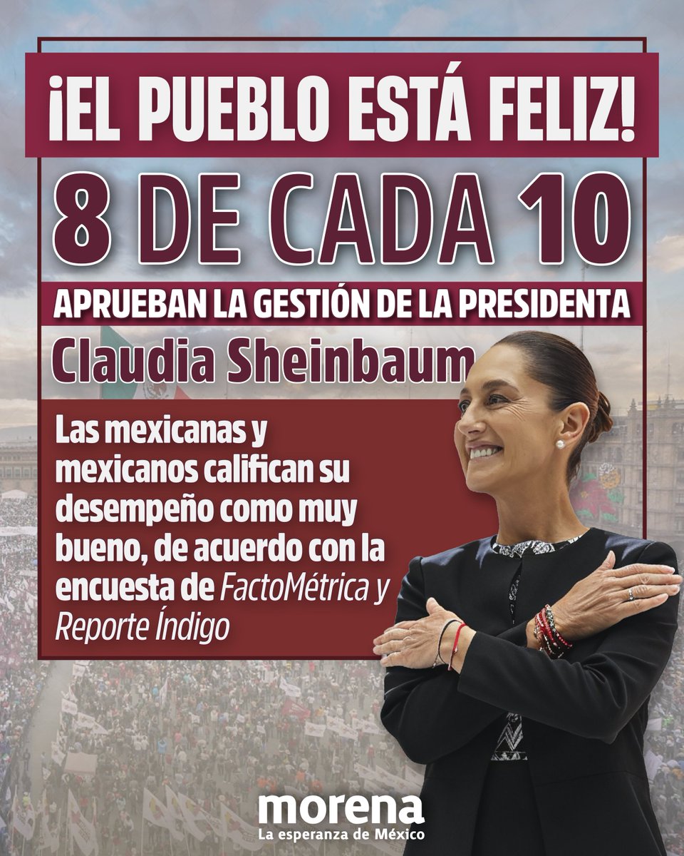 La mejor PresidentA del mundo cuenta con el mejor respaldo: la aprobación del pueblo.

Con resultados contundentes, el segundo piso de la 4T avanza en la consolidación del bienestar de México.