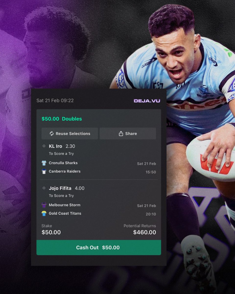 DEZZO x JAIGGG multi 

The value right now for Titans outside backs against the shaky defensive edges of Storm is crazy.