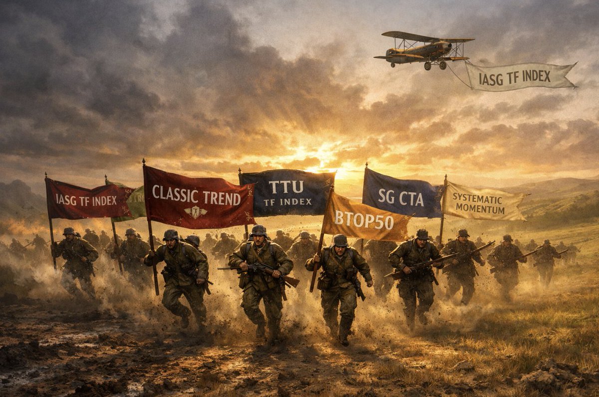 AussieTurtlesAU's tweet photo. Battle of the Trend Following Indexes – January 2026

January delivered a rare moment of unanimity. All seven trend benchmarks posted gains, with Classic Trend and BTOP50 sharing the monthly lead at +5.0%. Dispersion compressed to just 1.1 percentage points, the tightest on record.

Classic Trend now stands at +140.0% since January 2020. BTOP50 proved that stability need not sacrifice upside. IASG leads the trailing twelve-month window at +9.5%.

A powerful start to 2026, and a clear reminder that when trends align, the entire systematic universe moves together.

https://t.co/lLHH18fXCb

#TrendFollowing #ManagedFutures #SystematicInvesting #OutlierHunting