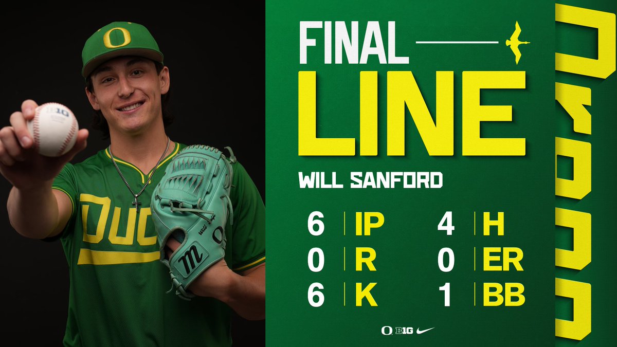 𝐖𝐡𝐚𝐭 𝐚𝐧 𝐨𝐮𝐭𝐢𝐧𝐠!

<a href="/Will_Seiji/">Will Sanford</a> has now thrown 11 scoreless innings to open the season.

#GoDucks