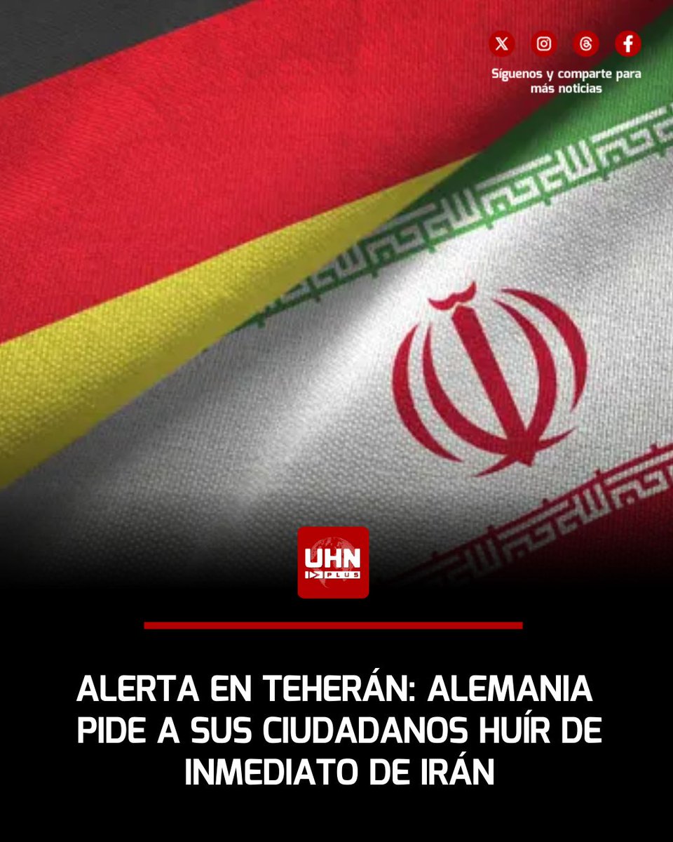 🇩🇪🇮🇷‼️ | Alemania ha emitido una alerta de emergencia instando a sus ciudadanos a abandonar Irán de inmediato, advirtiendo sobre una posible escalada militar en la región que podría empeorar drásticamente la situación. La Embajada en Teherán restringe su asistencia, reflejando la