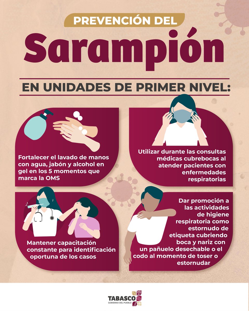 Conoce la guía rápida contra el sarampión:

✅Lava tus manos frecuentemente.
✅Usa cubrebocas en consulta.
✅Usa el estornudo de etiqueta.

En el Gobierno del Pueblo fortalecemos la prevención en todas nuestras unidades médicas.