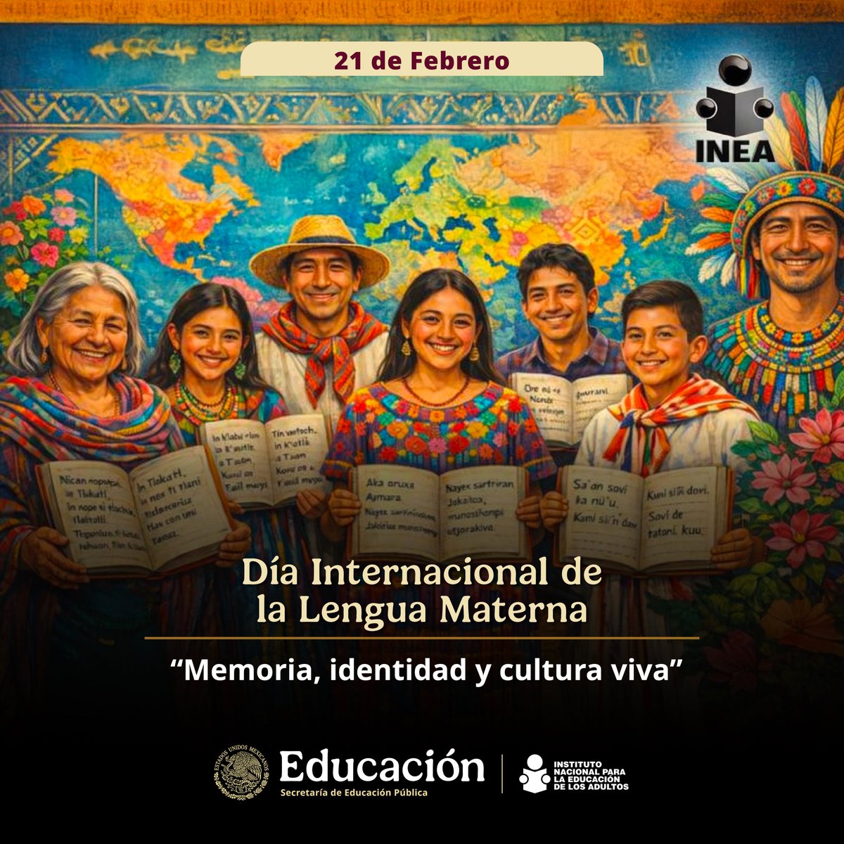 INEAmx's tweet photo. Hoy, en el Día Internacional de la Lengua Materna, en el INEA impulsamos una educación que respeta la diversidad lingüística y fortalece el derecho de todas y todos a leer y escribir desde su propia identidad. 🗣️📚

Conoce más 👉 https://t.co/7L4Zez0qhK https://t.co/2787Qn280c