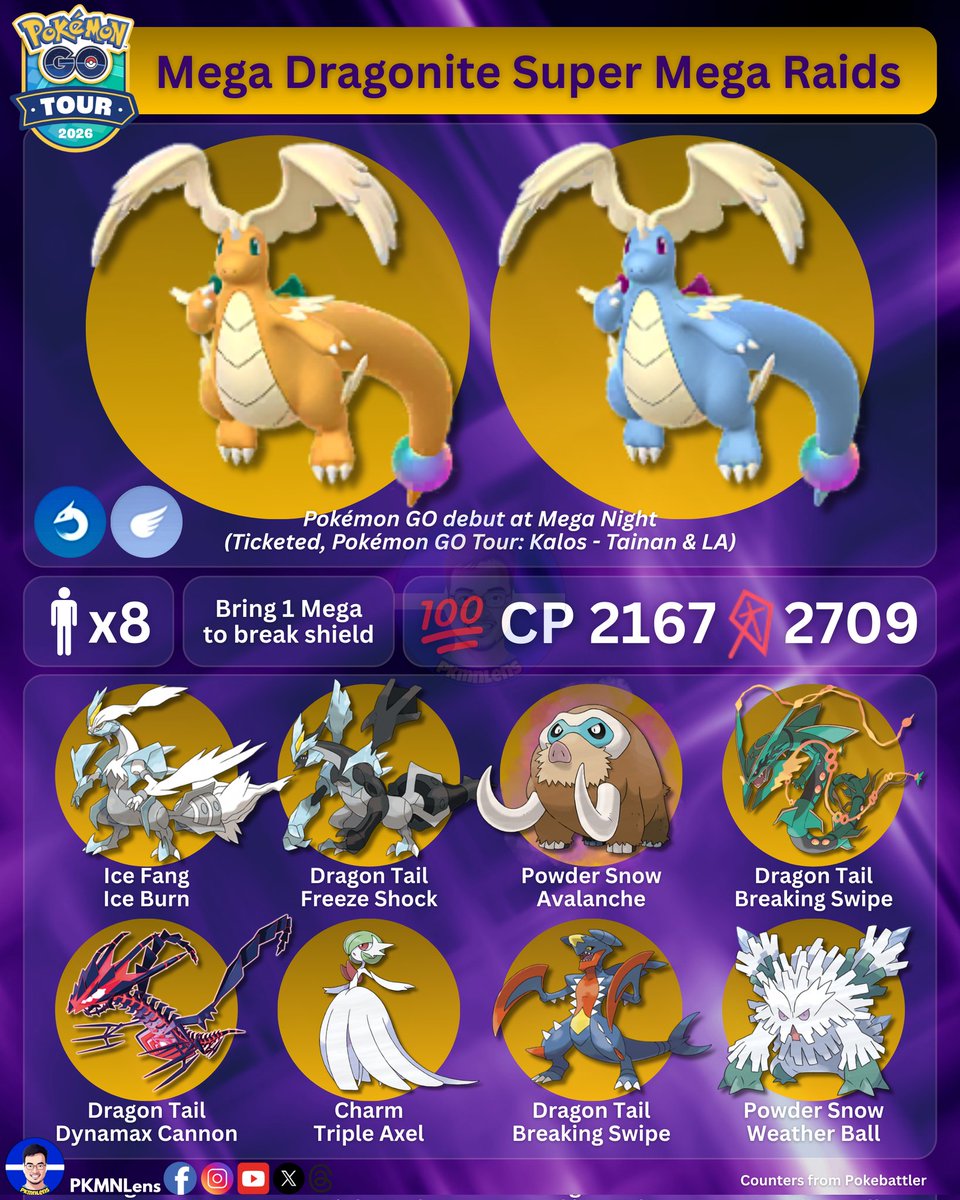 PKMNLens's tweet image. Mega DragoNIGHT???

Mega Dragonite made its surprise Pokemon GO debut during Mega Night, a ticketed add-on event for GO Tour Tainan &amp;amp; LA.

#pokemongo #Pokemongotour #megaevolution