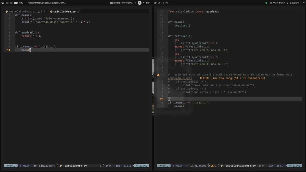 CompiladorDoPC's tweet image. Dia 2: 
Vagabundei a quinta, mas estamos aqui, continuando o estudo em python, agr com Unit Tests.
Até que python e legal