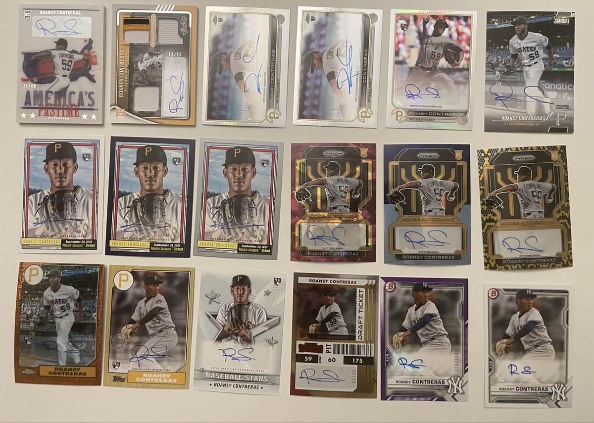 GrejdaL's tweet photo. @cardboardbst Roansy Contreras cards for sale. Everything is $8 or less with most autos being around $3 each. The more quantity you buy, the better deal you get. A lot of high end brands (NT, Immaculate, Flawless, etc.) and low numbered cards (/5, /7, /10). Let me know if you are interested. https://t.co/RRX0OLaOZw