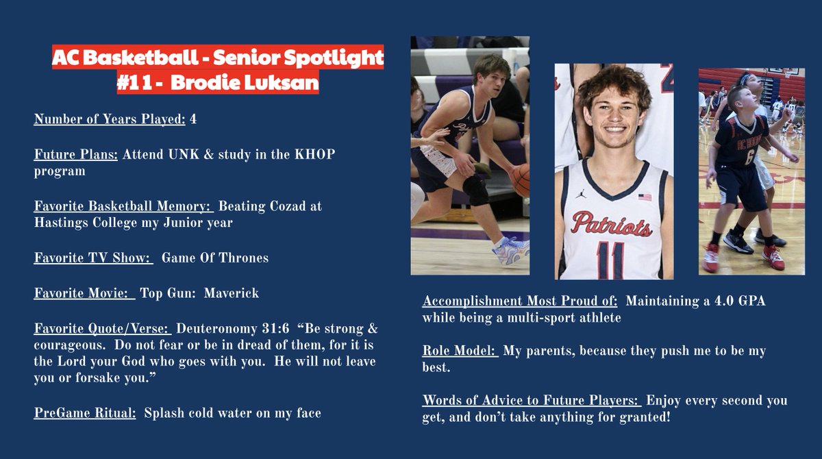 CoachZFoster's tweet photo. Our final Senior Spotlight of the week is Brodie Luksan! #WeAreAC βπ https://t.co/QLh4hYHo0y