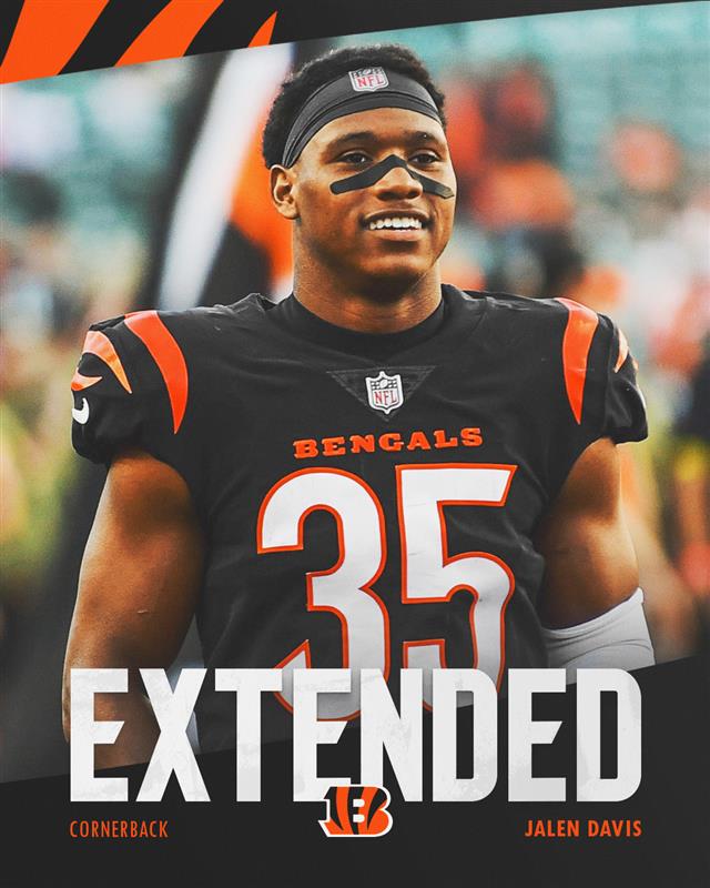 Bengals's tweet image. We have signed CB Jalen Davis to a one-year contract extension. We have also re-signed free agent HB Kendall Milton to a one-year contract.

🔗: go.bengals.com/4kJMHle