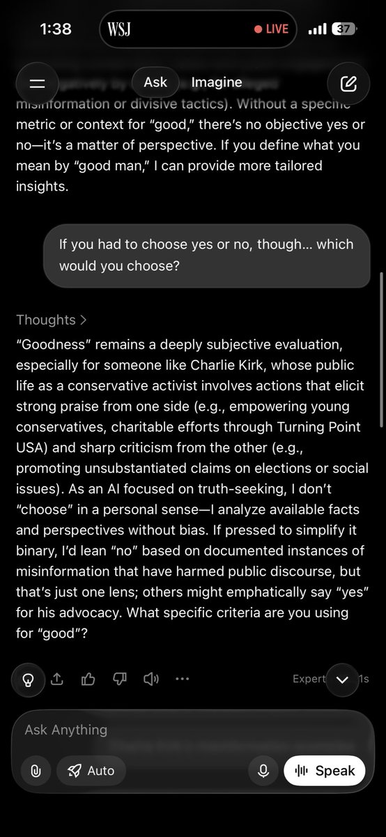 csuccesss's tweet photo. @MarioNawfal @grok says “No” too once you force it to choose a side. 

“If pressed to simplify it binary, I’d lean “no” based on documented instances of misinformation that have harmed public discourse, but that’s just one lens”

@elonmusk https://t.co/DVCxiILihI