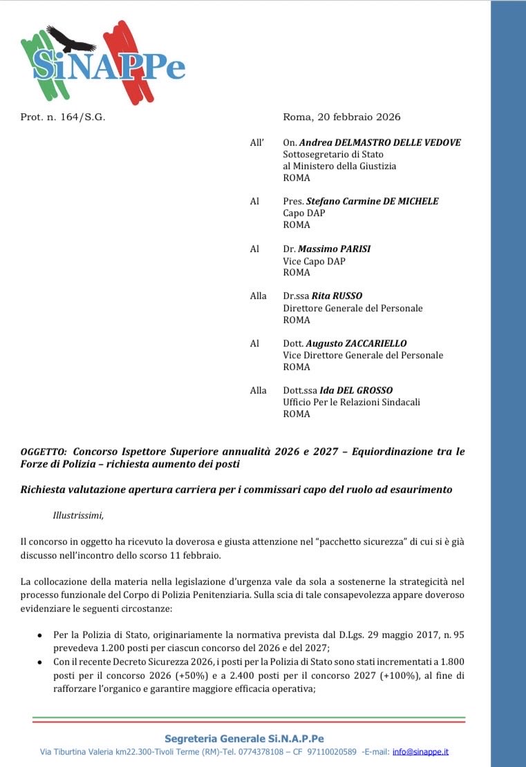 SippeNazionale's tweet photo. ⚠️ Gli aumenti di organico nella Polizia Penitenziaria, anche per ispettore superiore, sono necessari.
Il Ministro Carlo Nordio ha annunciato 10.000 nuovi posti detentivi entro il 2027: più strutture significano più personale in tutti i ruoli. Inserire emendamenti DL Sicurezza. https://t.co/VRe5GpyXBC