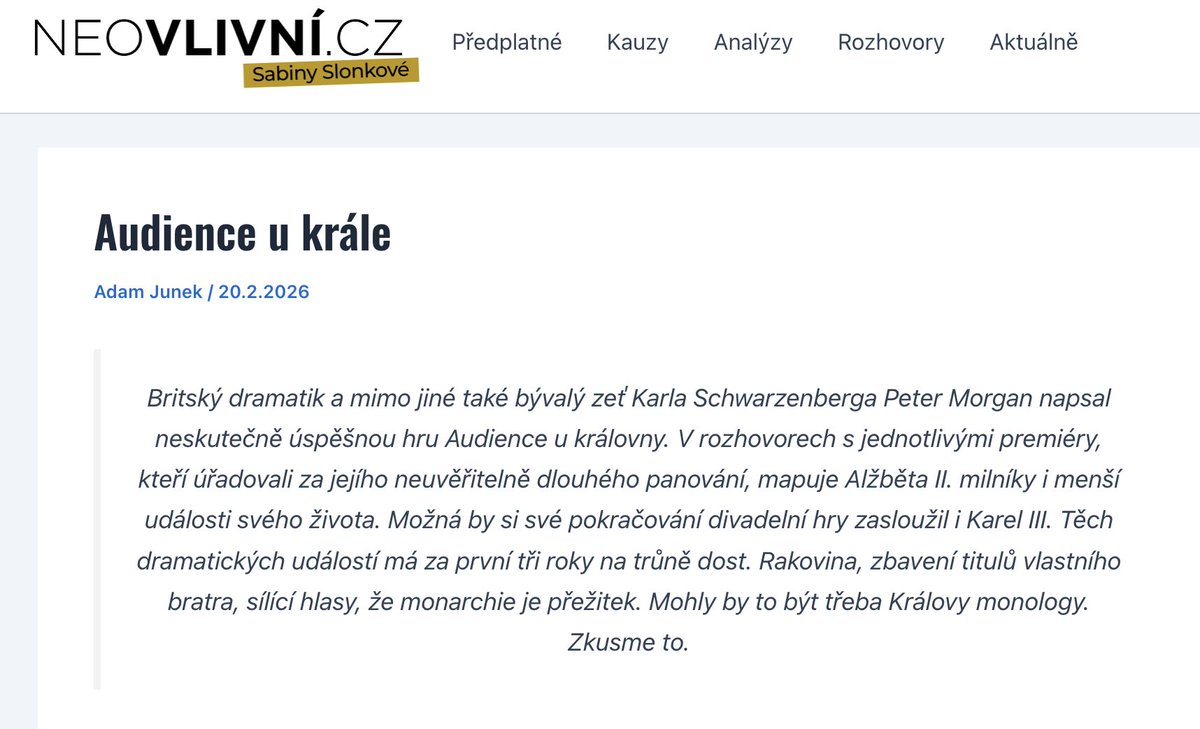 SimH60783454's tweet photo. Tohle je naprosto fantastický text na @NEOVLIVNICZ. Chytře vymyšlený, poskládaný z tisíce střípků, @AdamJunek1 do detailu ví, o čem píše - a je to znát. Dávám si na soupisku „Závidím a gratuluji“. https://t.co/hptuu7bnVH https://t.co/fQREua0zR8