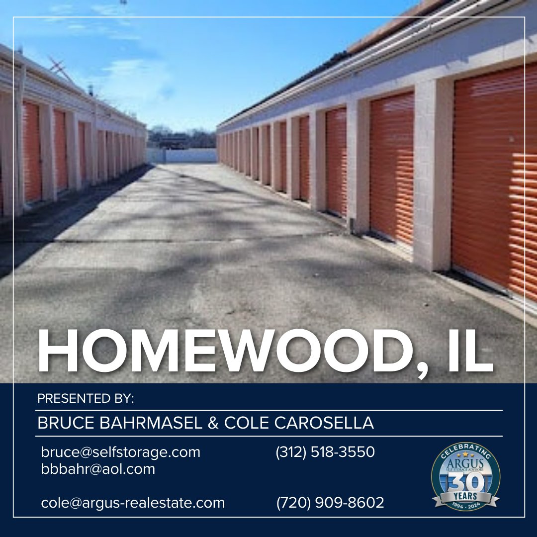 ArgusStorage's tweet photo. 🚨 NEW LISTING
📍 Homewood, IL
💲 1,350,000

📰 Homewood Self Storage is a well-located self-storage facility consisting of 136 self-storage units totaling 16,180 RSF. 

🔗 https://t.co/c1fWct0gJS https://t.co/qQ0GiMlSV6