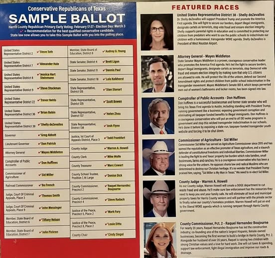 Thank you for your trust in me, Conservative Republicans of Texas!