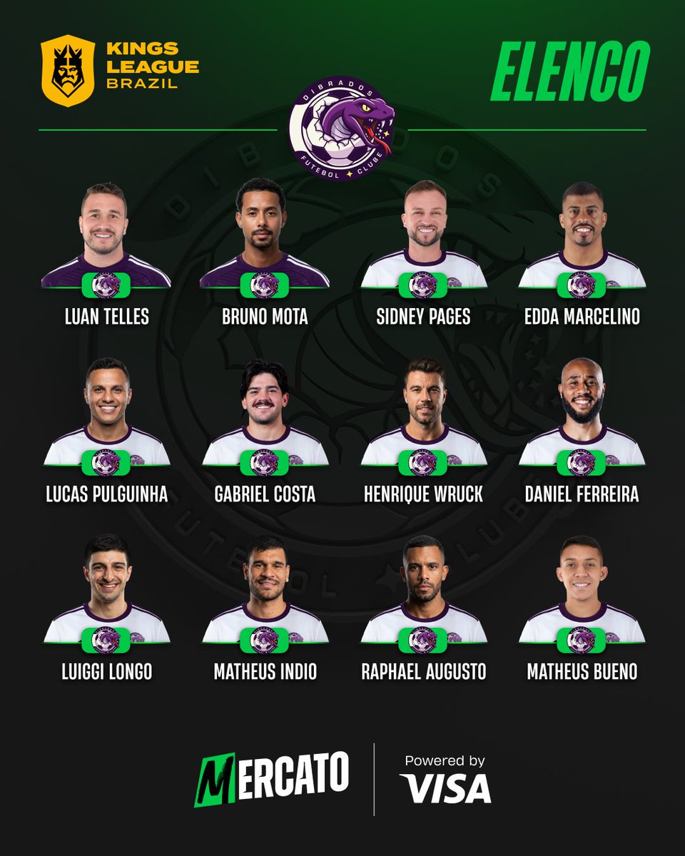 Time novo, elenco novo, esperanças novas! Assim chega o <a href="/Dibrados_fc/">Dibrados FC</a> pra 2026! 🐍💜

#aNossaLiga #KingsLeagueBrazil