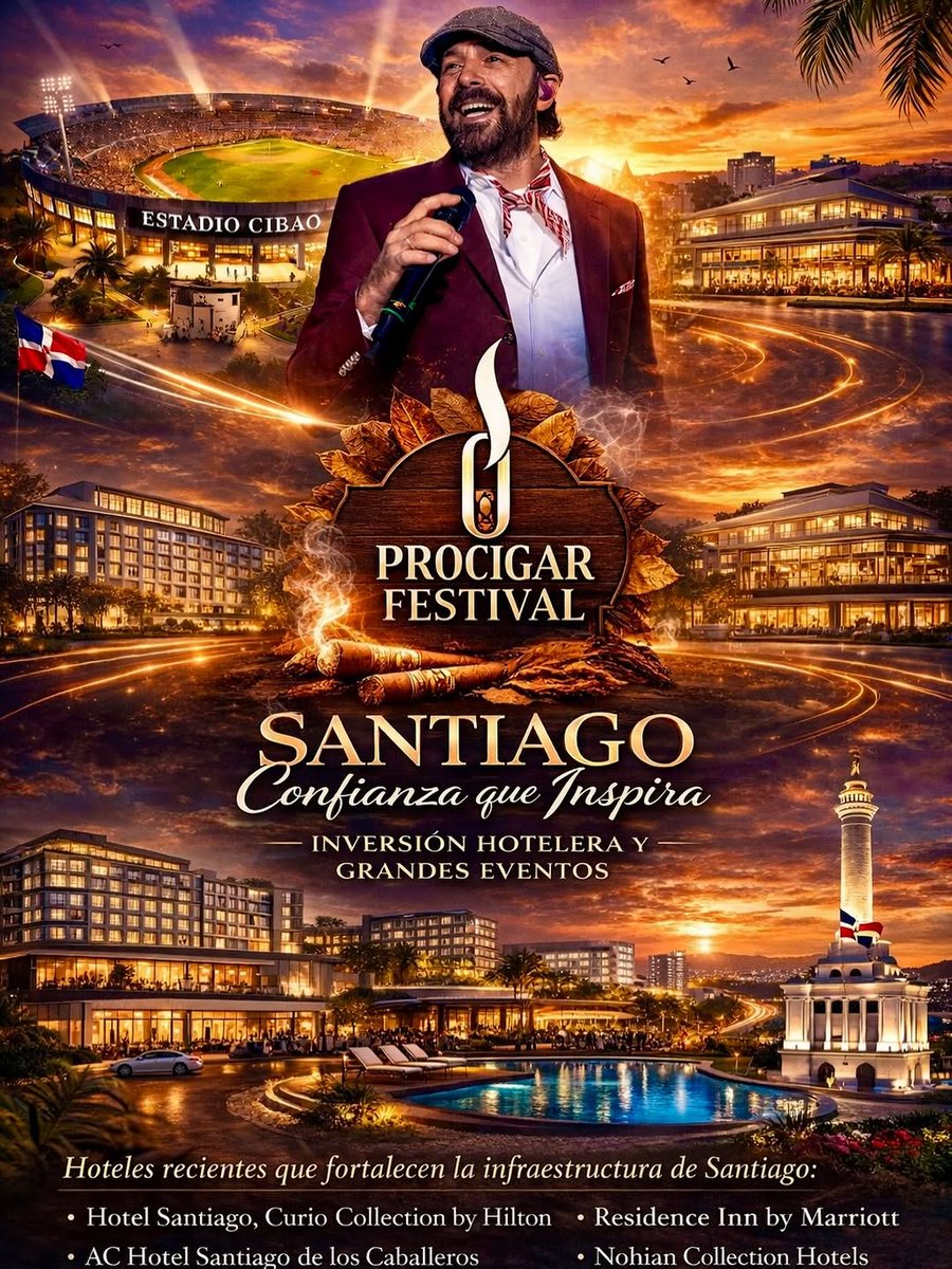 AguilaPica's tweet photo. 📍 Santiago #Ciudad❤️ , un fin de semana para la historia
2️⃣ conciertos Juan Luis Guerra #EstadioCibao
1️⃣ Evento Internacional #ProCigar ( 3 noches )
#EnLosOjosDelMundo #MiCampito https://t.co/aUmlMVt3v8