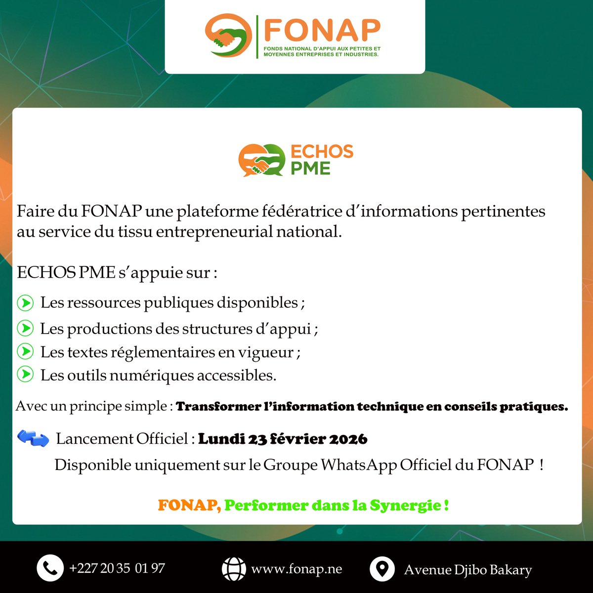 Fonds National d'Appui aux PME/PMI (FONAP) tweet media