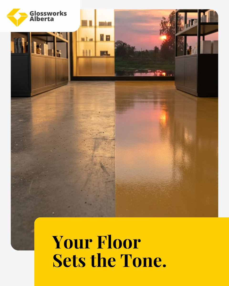 GlossWorksAB's tweet photo. Your retail floor shapes first impressions—don’t let stained or worn concrete drag your brand down. GlossWorks Alberta Ltd. restores and coats floors for a polished, durable, low-maintenance finish. Get a quote: https://t.co/lJkAt9QRCJ https://t.co/s1623mr9pF
