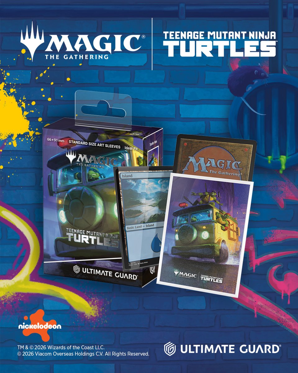 UltimateGuard's tweet photo. 🎨🐢Shell-tastic protection for your heroes!🐢🎨

The Ultimate Guard Art Sleeves are here to protect your cards in style!  These sleeves bring Turtle power to every deck while keeping your cards safe from spills, scratches, and pizza grease. 🍕

Deck up, show your TMNT pride, and play like a hero in a half-shell!💥

Available here: https://t.co/Wzu3RzSlCD

#ultimateguard #MTGxTMNT
